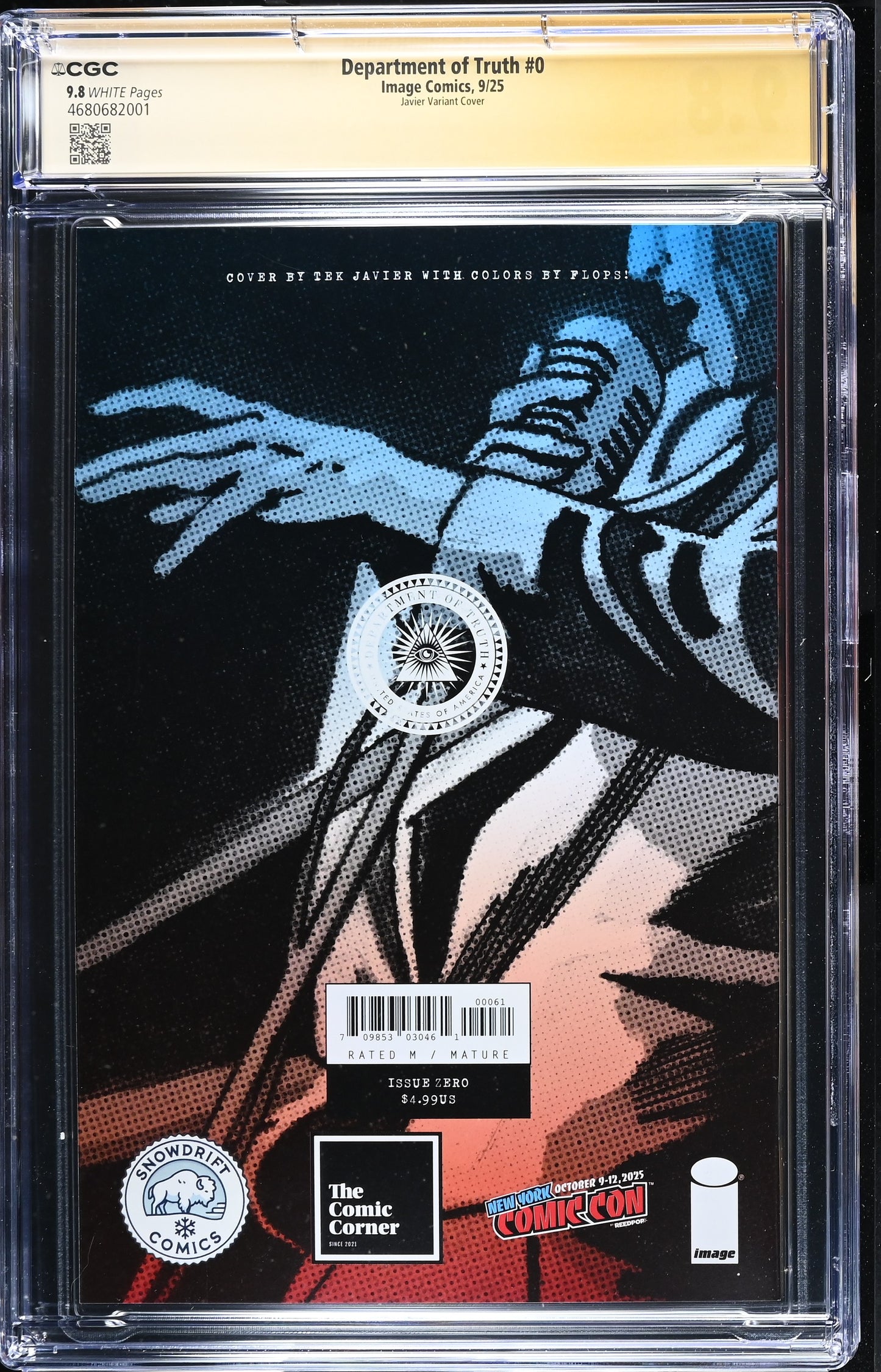 DEPARTMENT OF TRUTH (IMAGE COMICS, 2025) #0 TEK JAVIER & FLOPS! NYCC 2025 VARIANT SIGNED BY SCOTT SNYDER CGC SS 9.8 WP