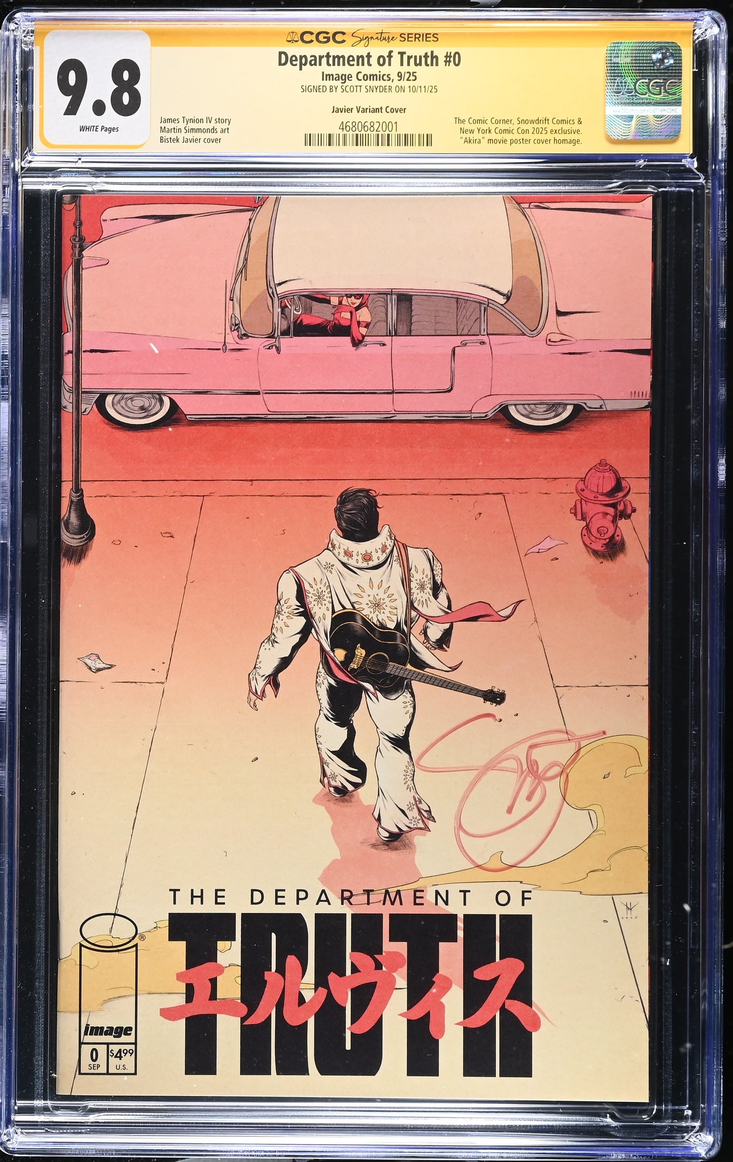 DEPARTMENT OF TRUTH (IMAGE COMICS, 2025) #0 TEK JAVIER & FLOPS! NYCC 2025 VARIANT SIGNED BY SCOTT SNYDER CGC SS 9.8 WP