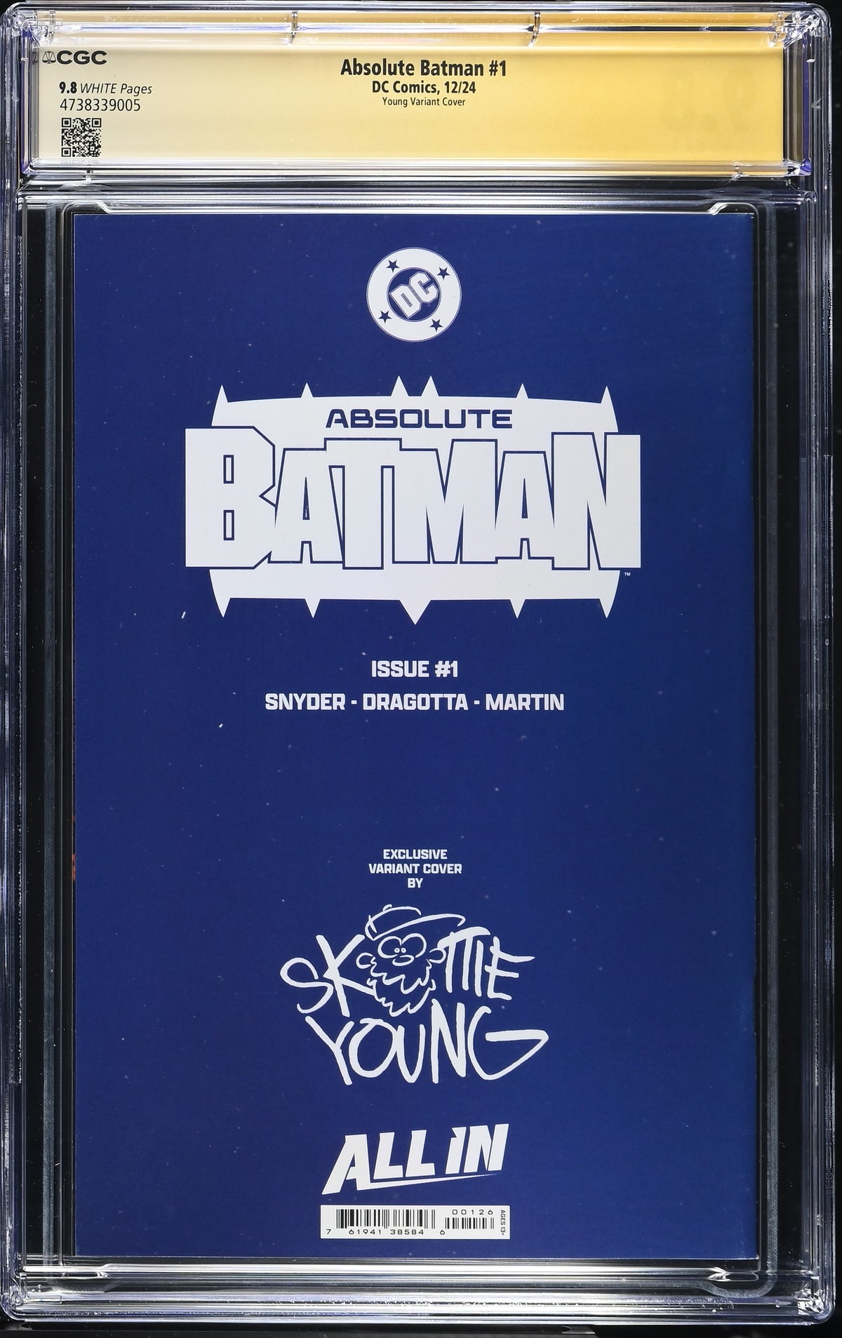 ABSOLUTE BATMAN #1 FIRST PRNTING SKOTTIE YOUNG VARIANT SIGNED BY SKOTTIE YOUNG CGC SS 9.8 WP NM/M