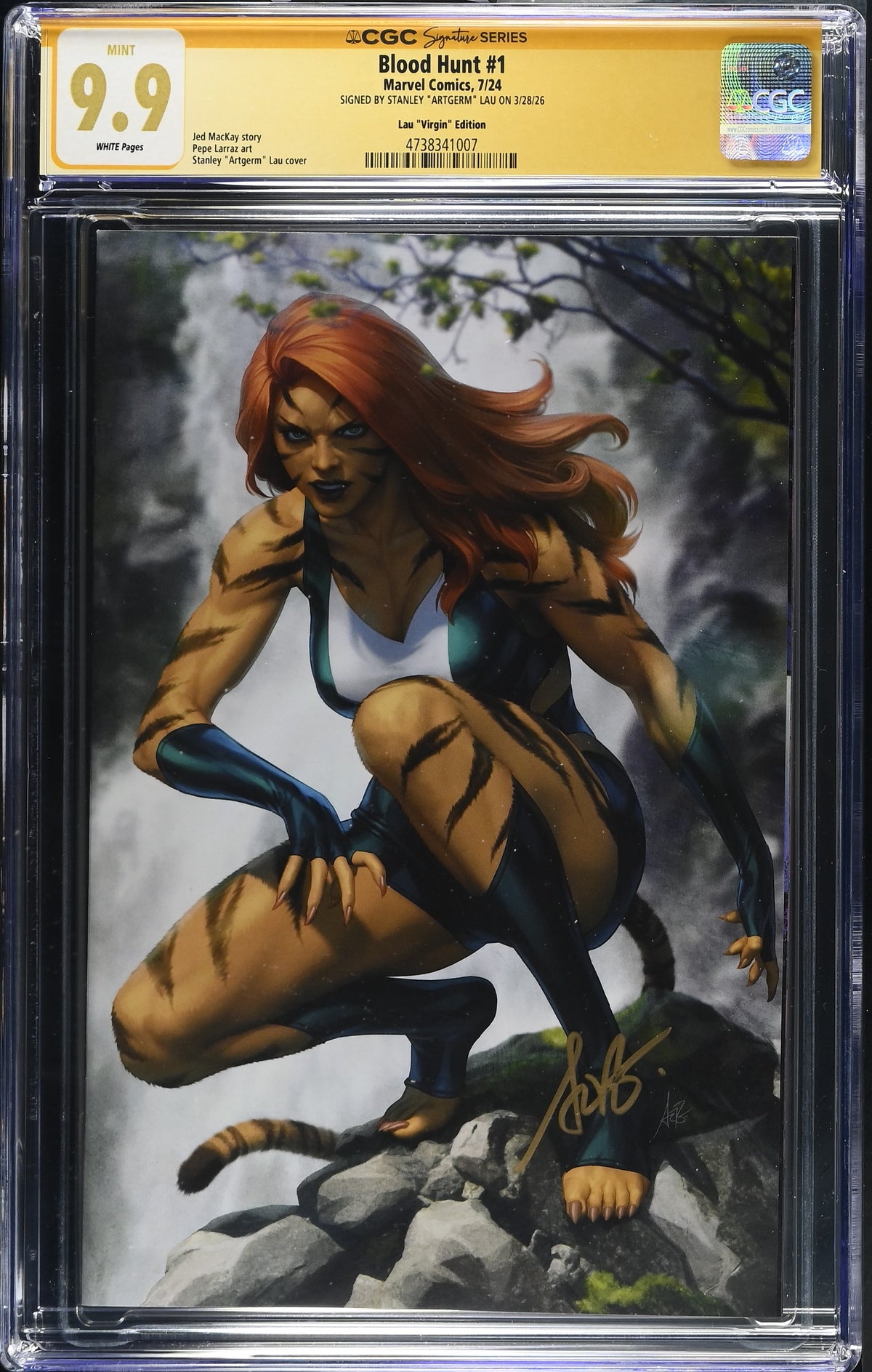 BLOOD HUNT #1 1:200 ARTGERM VIRGIN EDITION SIGNED BY STANLEY LAU CGC SS 9.9 WP NM/M