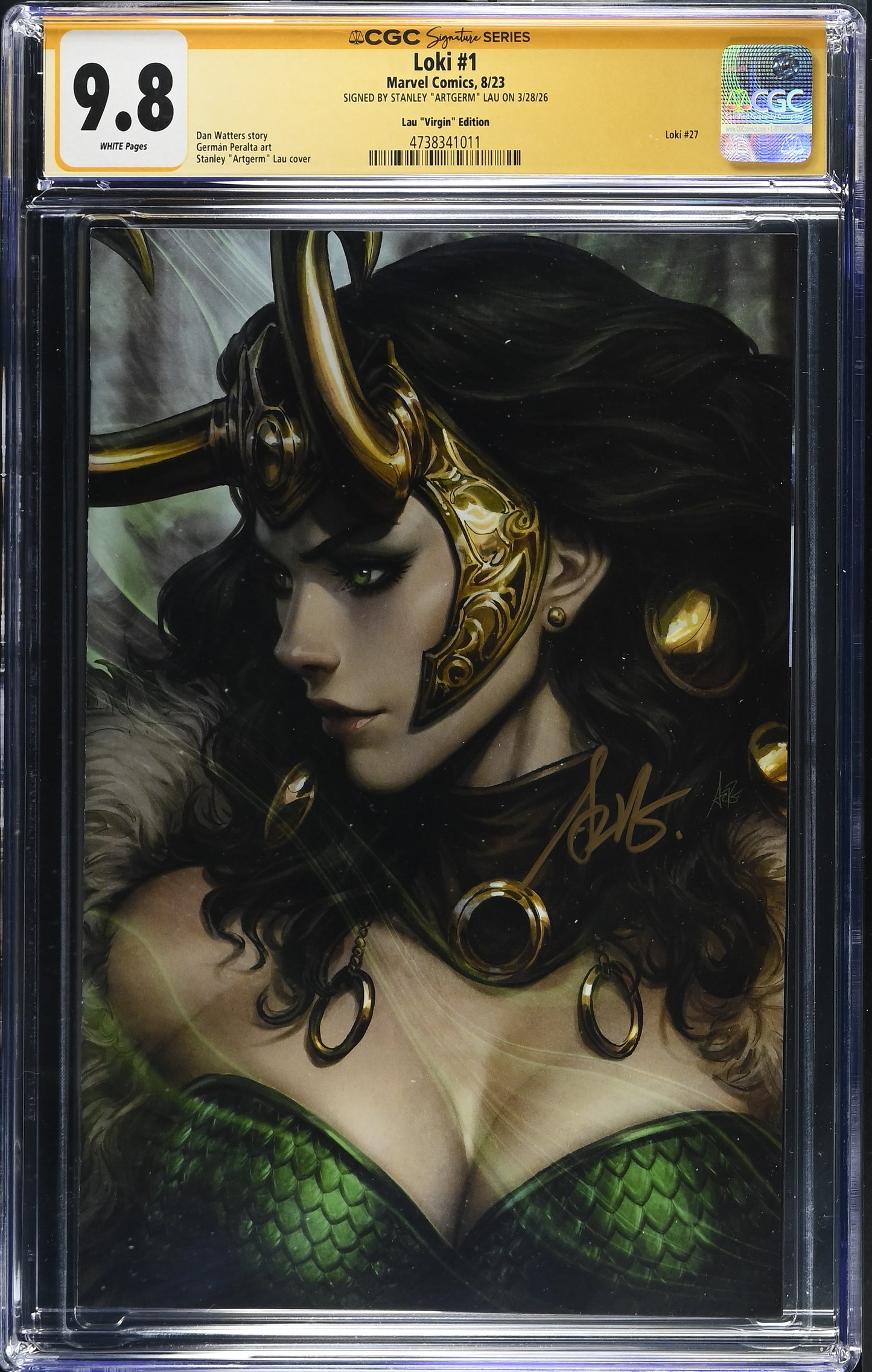 LOKI (2023) #1 1:100 ARTGERM VIRGIN EDITION SIGNED BY STANLEY LAU CGC SS 9.8 WP NM/M