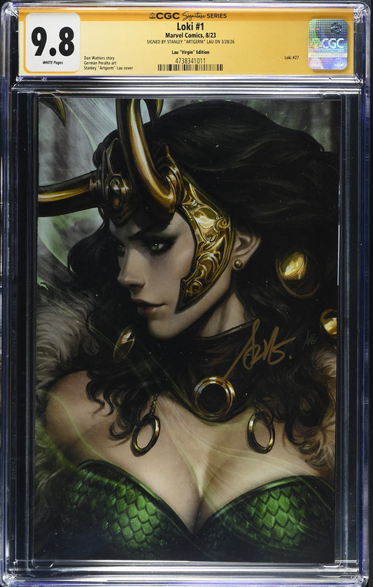 LOKI (2023) #1 1:100 ARTGERM VIRGIN EDITION SIGNED BY STANLEY LAU CGC SS 9.8 WP NM/M
