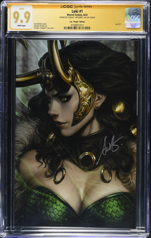 LOKI (2023) #1 1:100 ARTGERM VIRGIN EDITION SIGNED BY STANLEY LAU CGC SS 9.9 WP NM/M