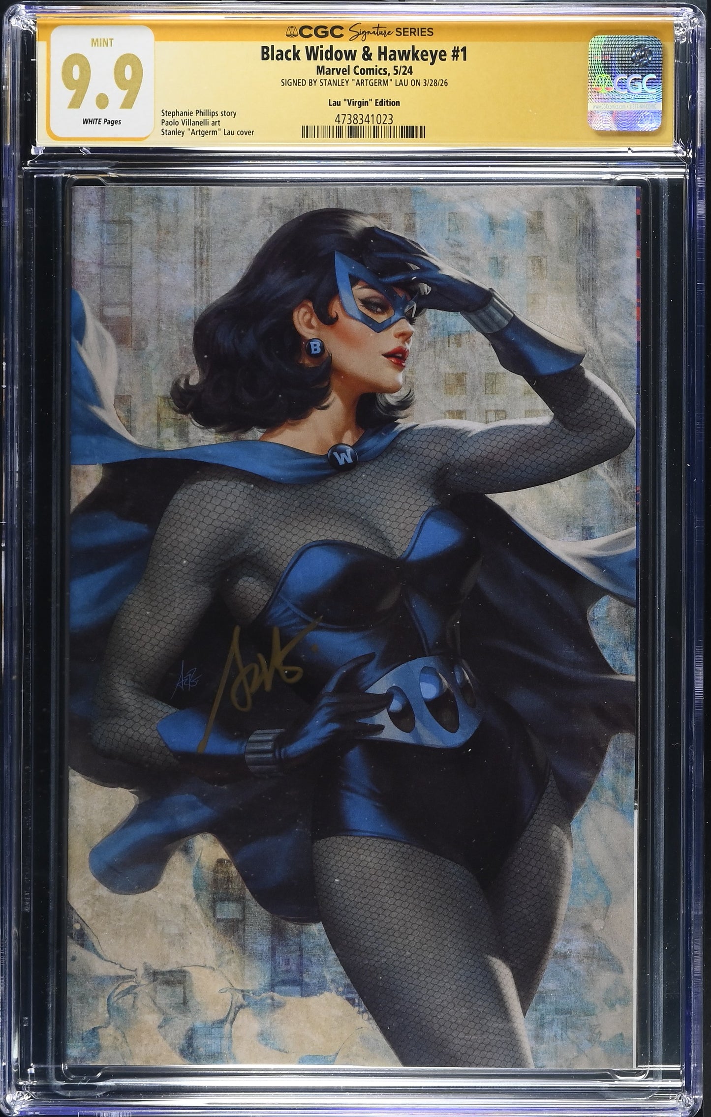 BLACK WIDOW & HAWKEYE (2024) #1 1:100 ARTGERM VIRGIN EDITION SIGNED BY STANLEY LAU CGC SS 9.9 WP NM/M