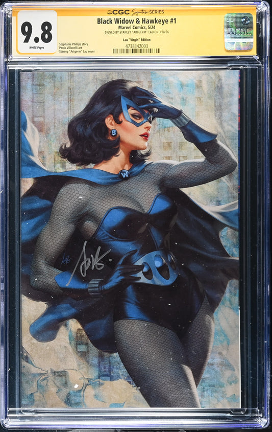 BLACK WIDOW & HAWKEYE (2024) #1 1:100 ARTGERM VIRGIN EDITION SIGNED BY STANLEY LAU CGC SS 9.8 WP NM/M