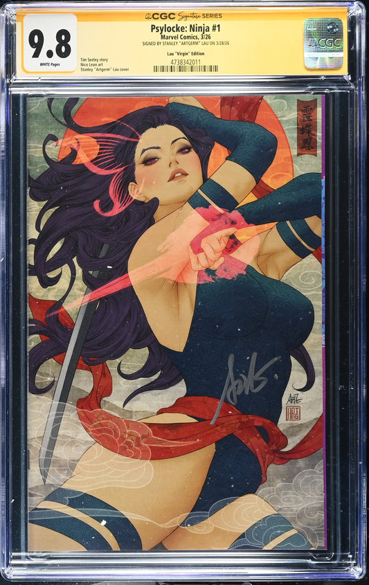 PSYLOCKE: NINJA (2026) #1 1:200 ARTGERM VIRGIN EDITION SIGNED BY STANLEY LAU CGC SS 9.8 WP NM/M