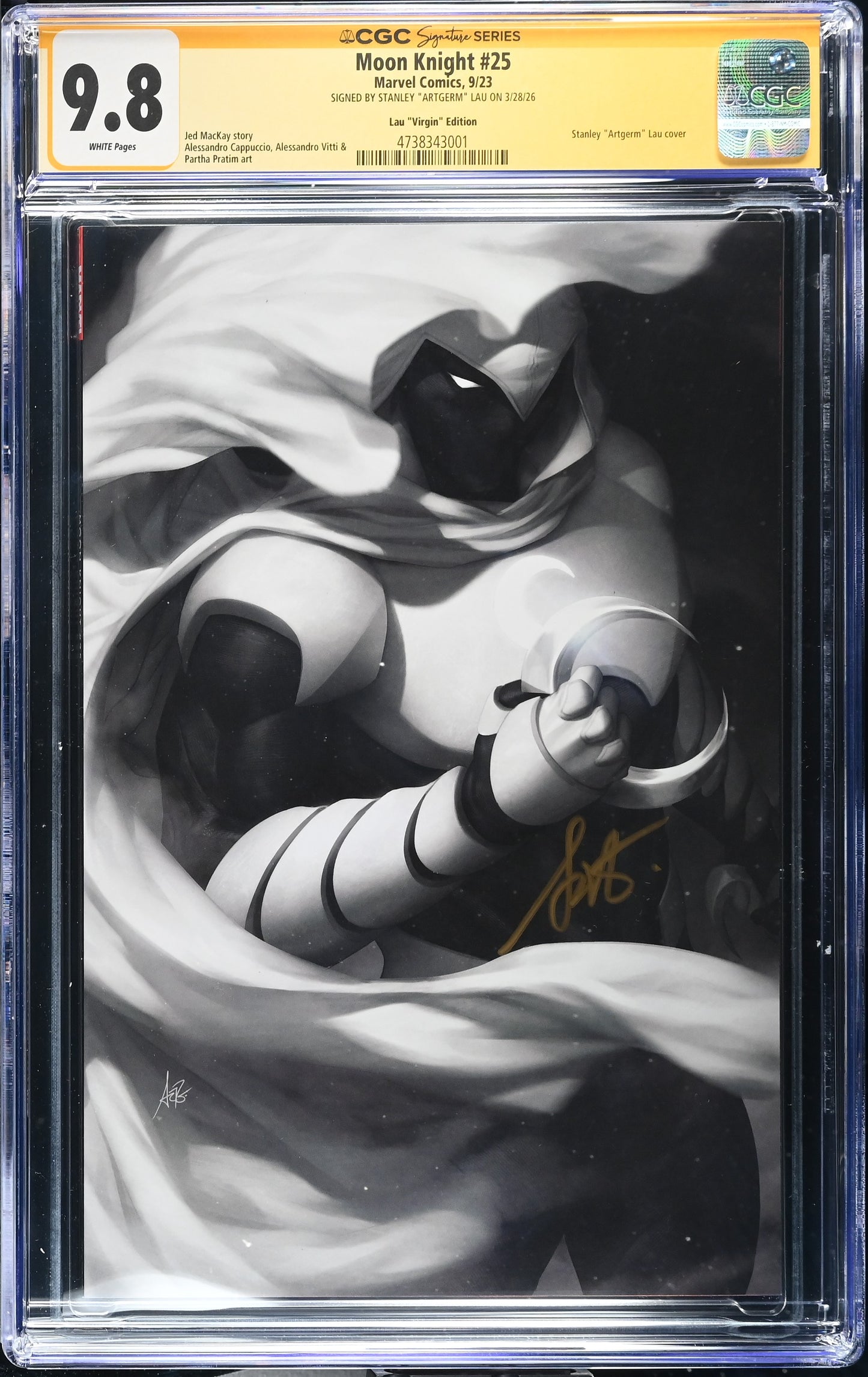 MOON KNIGHT (2021) #25 1:200 ARTGERM VIRGIN EDITION SIGNED BY STANLEY LAU CGC SS 9.8 WP NM/M