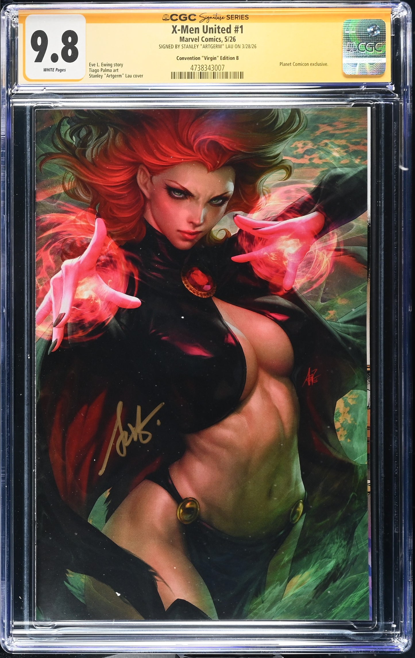 X-MEN UNITED (2026) #1 PLANET COMIC CON ARTGERM VIRGIN CONVENTION EDITION B SIGNED BY STANLEY LAU CGC SS 9.8 WP NM/M